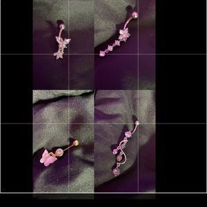 belly ring piercings (set of 4)